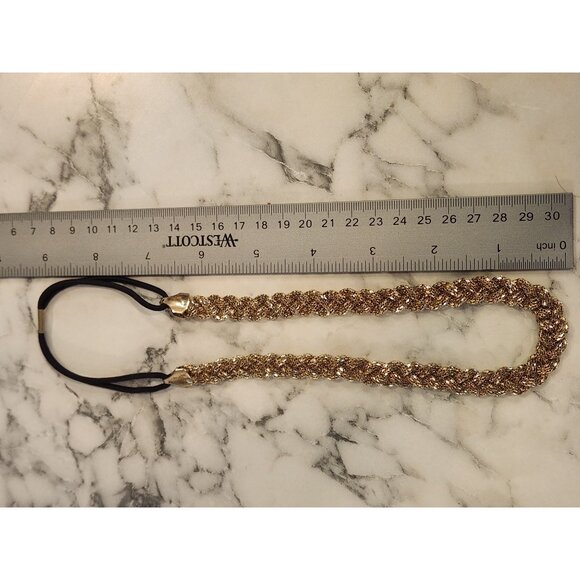 Gold Tone Braided Elastic Headband - Picture 3 of 4